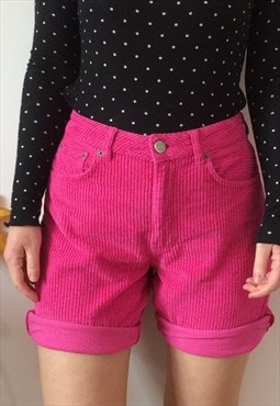 Vintage High Waist Pink Corduroy Shorts