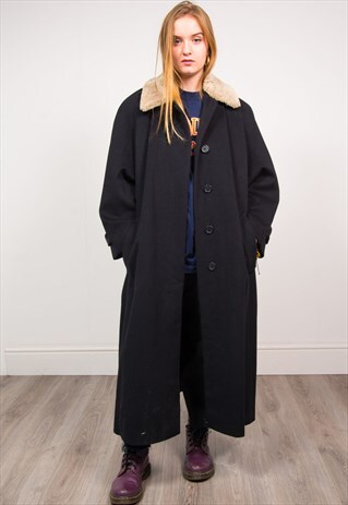 CALVIN KLEIN VINTAGE 90'S LONG MAXI BLACK WINTER COAT