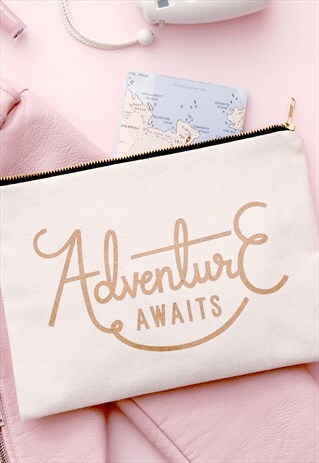 ADVENTURE AWAITS - LARGE CANVAS POUCH