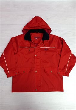 90's Hooded Jacket Red Zip-Up