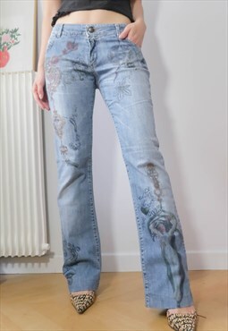 Vintage Y2K Just Cavalli Printed Flare Jeans