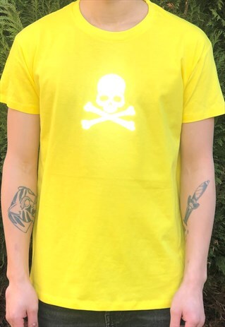 ATELIER BABYLON T SHIRT YELLOW / 3M SILVER REFLECTIV SKULL