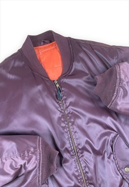 Vintage Y2K Burgundy bomber jacket Orange lining Full zip  