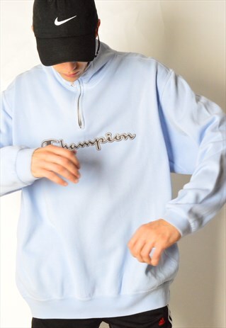 VINTAGE 90S LIGHT BLUE CHAMPION 1/3 ZIPPER SWEATSHIRT