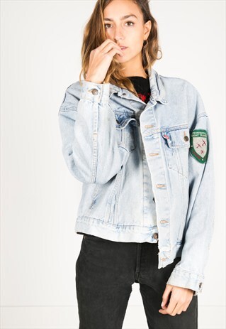 VINTAGE 80S LEVI'S PATCHED DENIM JACKET / R0969