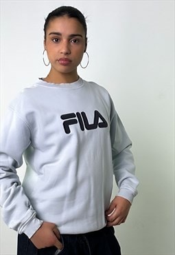 Baby Blue 90s FILA Embroidered Spellout Sweatshirt