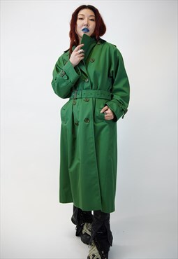 Vintage Burberry Woman Green Trench Coat 