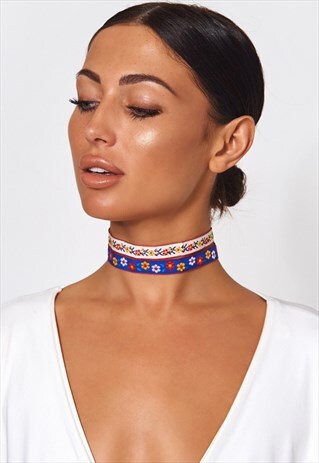 SUNDANCE DOUBLE FLOWER CHOKER NECKLACE