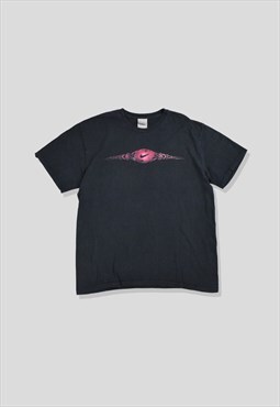 Vintage 00s Nike Graphic Print Swoosh T-Shirt in Black