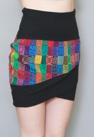 VINTAGE 1980'S ABSTRACT MULTICOLOURED MINI SKIRT