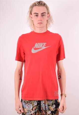 NIKE MENS VINTAGE T-SHIRT TOP MEDIUM RED 90S