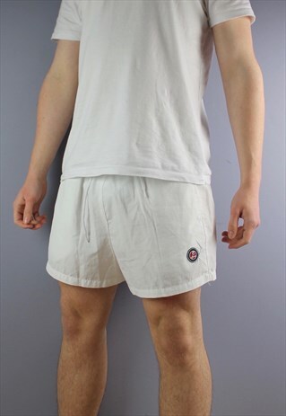 VINTAGE ADIDAS ROLAND GARROS SHORTS IN WHITE WITH POCKETS, E