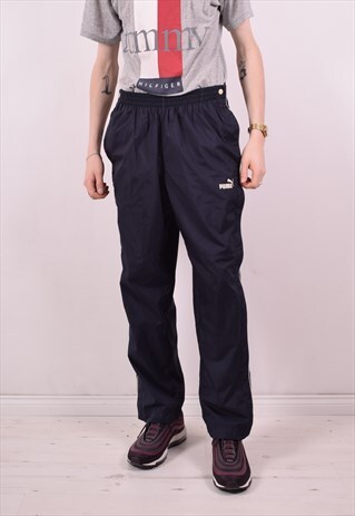 PUMA MENS VINTAGE TRACKSUIT TROUSERS W30 L31 BLUE 90S