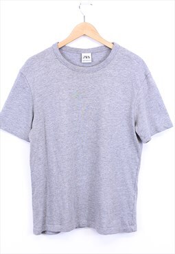 Vintage Zara T Shirt Grey Plain Crewneck Tee 90s Retro