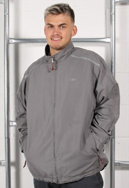 Vintage Reebok Jacket in Grey Windbreaker Rain Coat XL