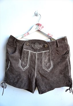 Vintage Suede Leather Bavarian Octoberfest German Shorts