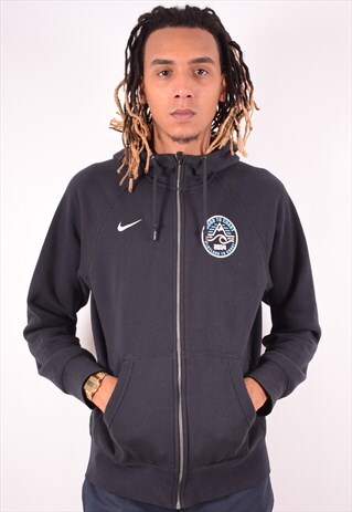 NIKE MENS VINTAGE HOODIE JACKET MEDIUM BLACK 90S