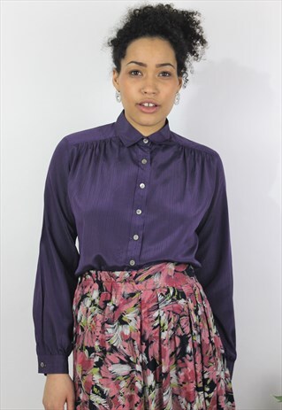 VINTAGE 1980S PURPLE STRIPED BLOUSE