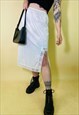 Vintage 90's Y2K Satin Lace Detail Sheer Midi Slip Skirt