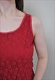 FLORAL LACE TOP, RED COLOR CUTE TANK TOP