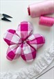 PINK GINGHAM TAFFETA OVERSIZE FLOWER SCRUNCHIE