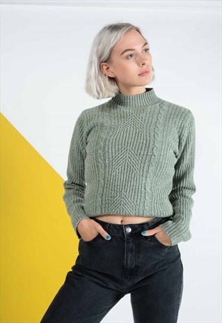 VINTAGE KNITTED JUMPER IN GREEN