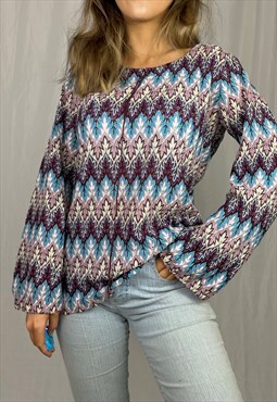 Vintage y2k zig zag knit top.  