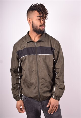 STARTER MENS VINTAGE TRACKSUIT TOP JACKET LARGE KHAKI 90'S