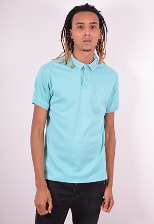 POLO RALPH LAUREN MENS VINTAGE POLO SHIRT LARGE BLUE 90S