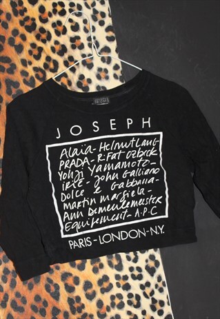 90S VINTAGE JOSEPH CROP TOP BLACK LOGO BRANDED GRUNGE PUNK