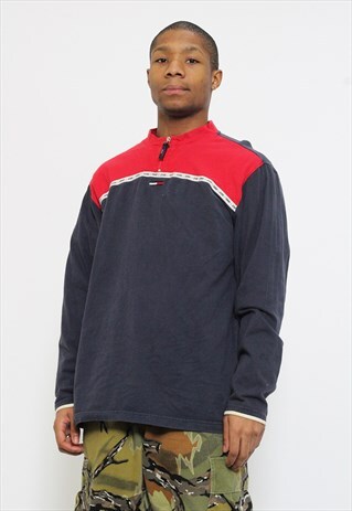 VINTAGE TOMMY HILFIGER JEANS 1/4 ZIP LONG SLEEVED T-SHIRT