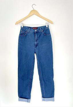 Vintage High Waisted Mom Jeans Indigo Tapered 