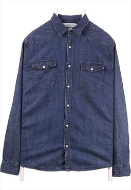 Vintage 90's H&M Shirt Denim Long Sleeve Button Up Blue