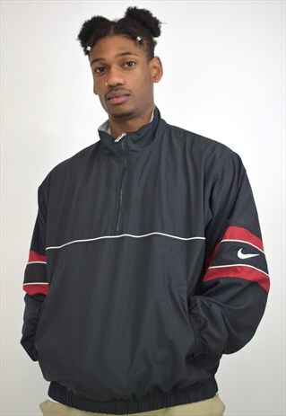 VINTAGE 90S NIKE BLACK RED 3/4 ZIP JUMPER