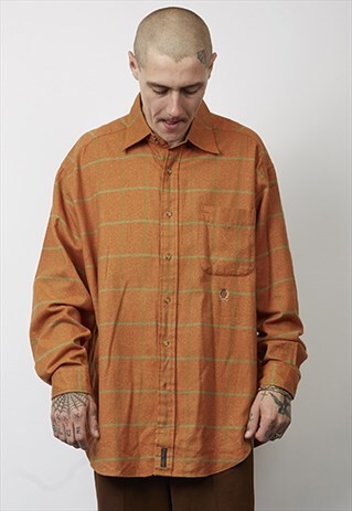 VINTAGE 90'S TOMMY HILFIGER ORANGE TARTAN SHIRT