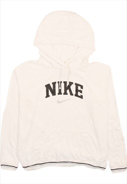 Vintage 90's Nike Hoodie Spellout Center Middle Swoosh Beige