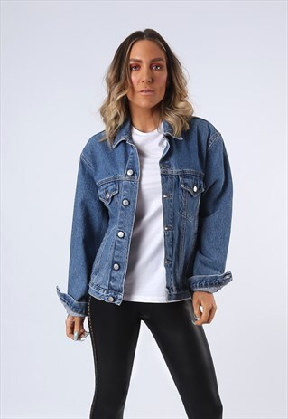 DENIM JACKET OVERSIZED FITTED VINTAGE UK 14 - 16 (AD-AM)