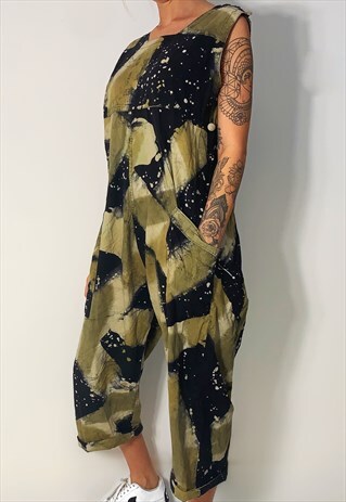 ACID BLEACH SPLASH OVERSIZED OVERALLS