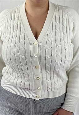 True Vintage Knitted Cardigan Cable Knit Plus Size 90s 