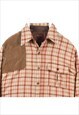 VINTAGE 90'S ARROW SHIRT CHECK LONG SLEEVE BUTTON UP BROWN,