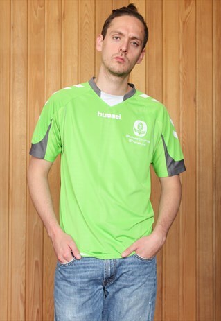 VINTAGE 1990S GREEN HUMMEL FOOTBALL SHIRT