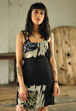 VINTAGE 90S GRUNGE PATTERNED SLIP DRESS