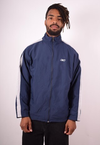 REEBOK MENS VINTAGE TRACKSUIT TOP JACKET MEDIUM NAVY 90S