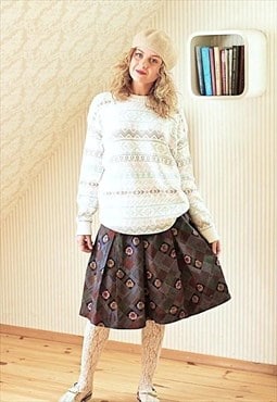 Navy floral vintage French skirt