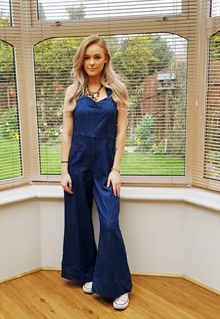 VINTAGE DENIM HALTER NECK JUMPSUIT PLAYSUIT