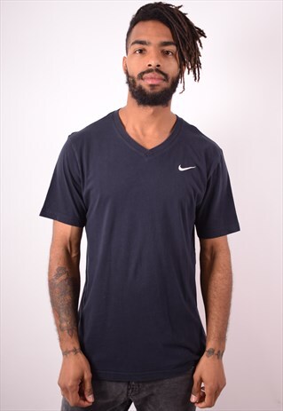 NIKE MENS VINTAGE T-SHIRT TOP LARGE BLUE 90S