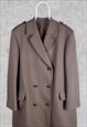VINTAGE MILITARY PEA TRENCH COAT WOOL BROWN NETHERLANDS 52
