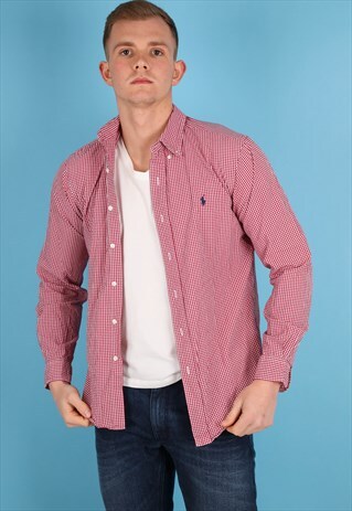 VINTAGE POLO RALPH LAUREN RED CHECK SHIRT NS162