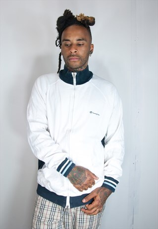 CHAMPION WHITE VINTAGE ZIP SWEATER