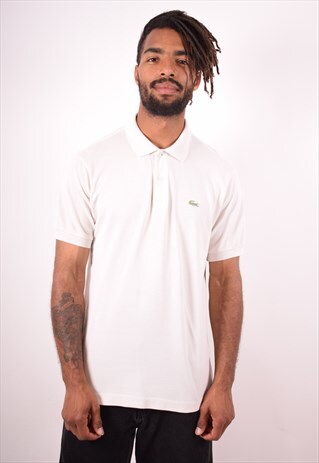 LACOSTE MENS VINTAGE POLO SHIRT SMALL WHITE 90S